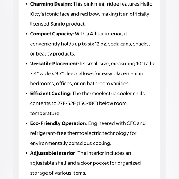 Hello Kitty Mini Fridge - Picture 6 of 6